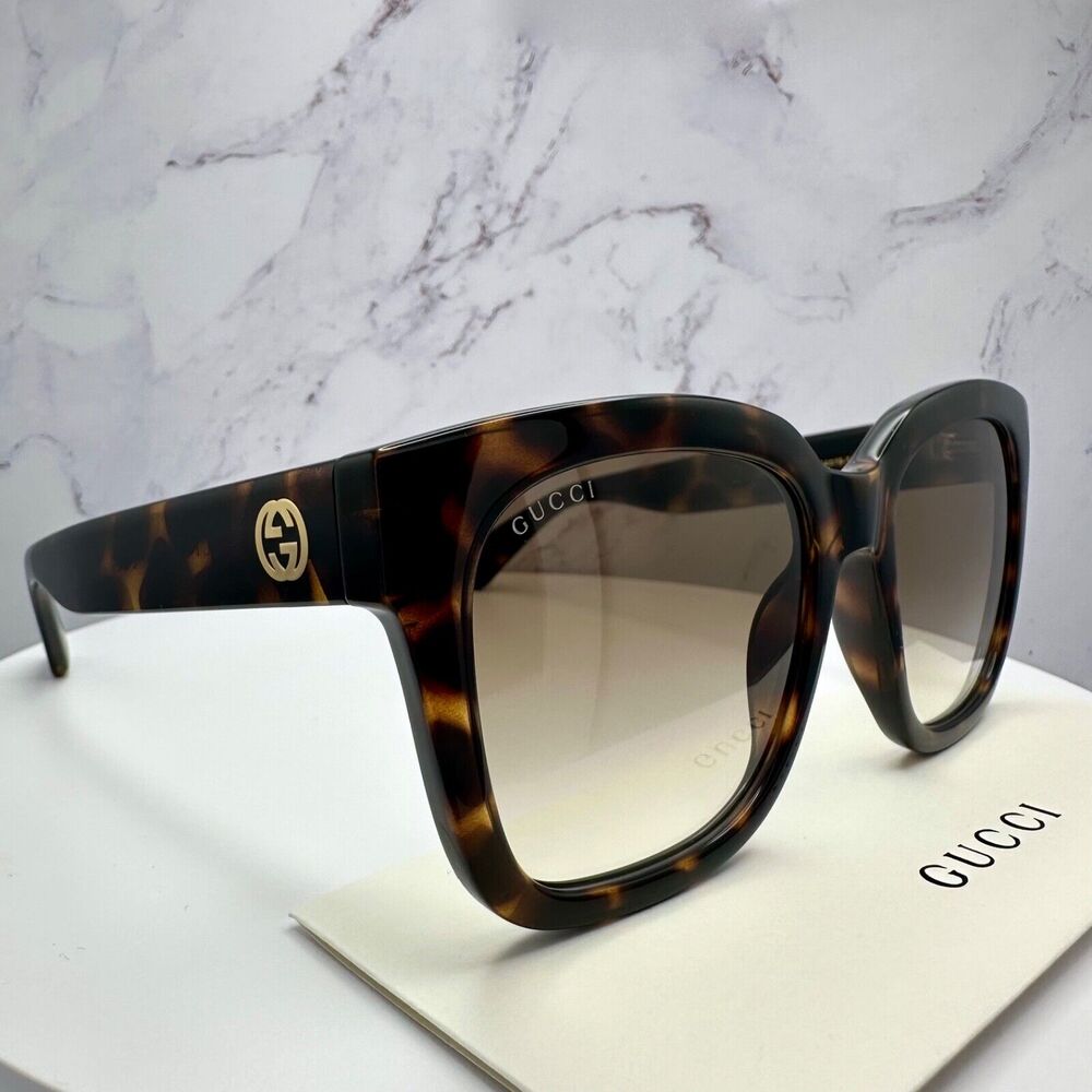 LUXURY New Gucci Polarized Sunglasses Brown Black Tortoise Square Gold GG Logo - Picture 14 of 16